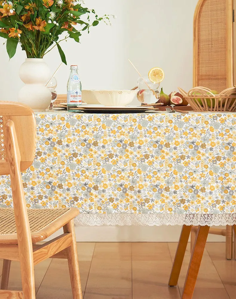 Dining Room Flower Table Cloths, Cotton Rectangular Table Covers for Kitchen, Farmhouse Table Cloth, Wedding Tablecloth, Square Tablecloth for Round Table