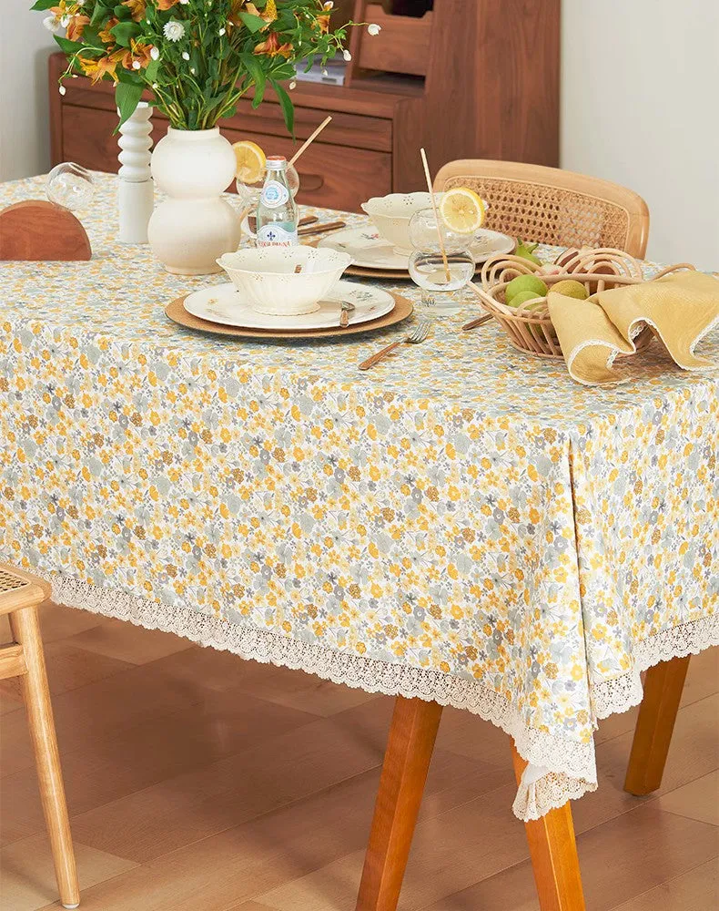 Dining Room Flower Table Cloths, Cotton Rectangular Table Covers for Kitchen, Farmhouse Table Cloth, Wedding Tablecloth, Square Tablecloth for Round Table