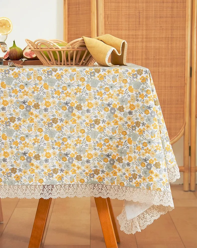 Dining Room Flower Table Cloths, Cotton Rectangular Table Covers for Kitchen, Farmhouse Table Cloth, Wedding Tablecloth, Square Tablecloth for Round Table