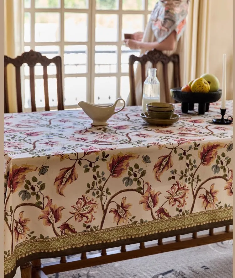 Dining Room Flower Table Cloths, Extra Large Rectangular Table Covers for Kitchen, Farmhouse Table Cloth, Wedding Tablecloth, Square Tablecloth for Round Table