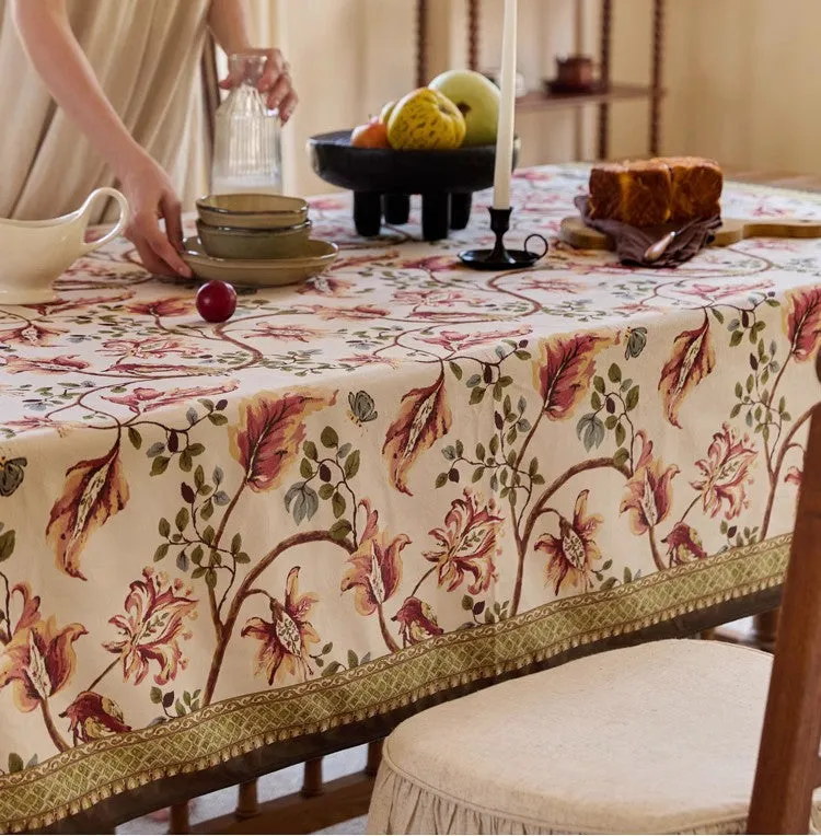 Dining Room Flower Table Cloths, Extra Large Rectangular Table Covers for Kitchen, Farmhouse Table Cloth, Wedding Tablecloth, Square Tablecloth for Round Table