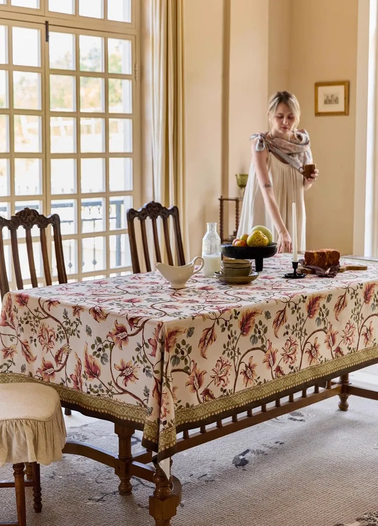 Dining Room Flower Table Cloths, Extra Large Rectangular Table Covers for Kitchen, Farmhouse Table Cloth, Wedding Tablecloth, Square Tablecloth for Round Table
