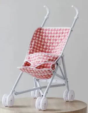 Doll Stroller in Pink Gingham