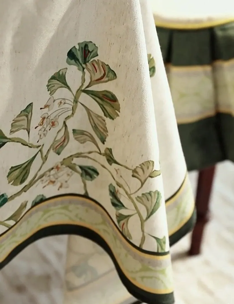 Extra Large Modern Rectangular Tablecloth for Dining Room Table, Ginkgo Leaves Table Covers, Square Tablecloth for Kitchen, Large Tablecloth for Round Table