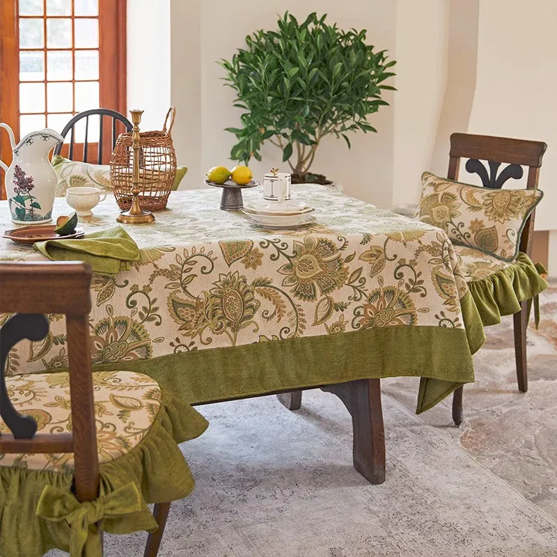 Extra Large Modern Tablecloth Ideas for Dining Room Table, Green Flower Pattern Table Cover for Kitchen, Outdoor Picnic Tablecloth, Rectangular Tablecloth for Round Table