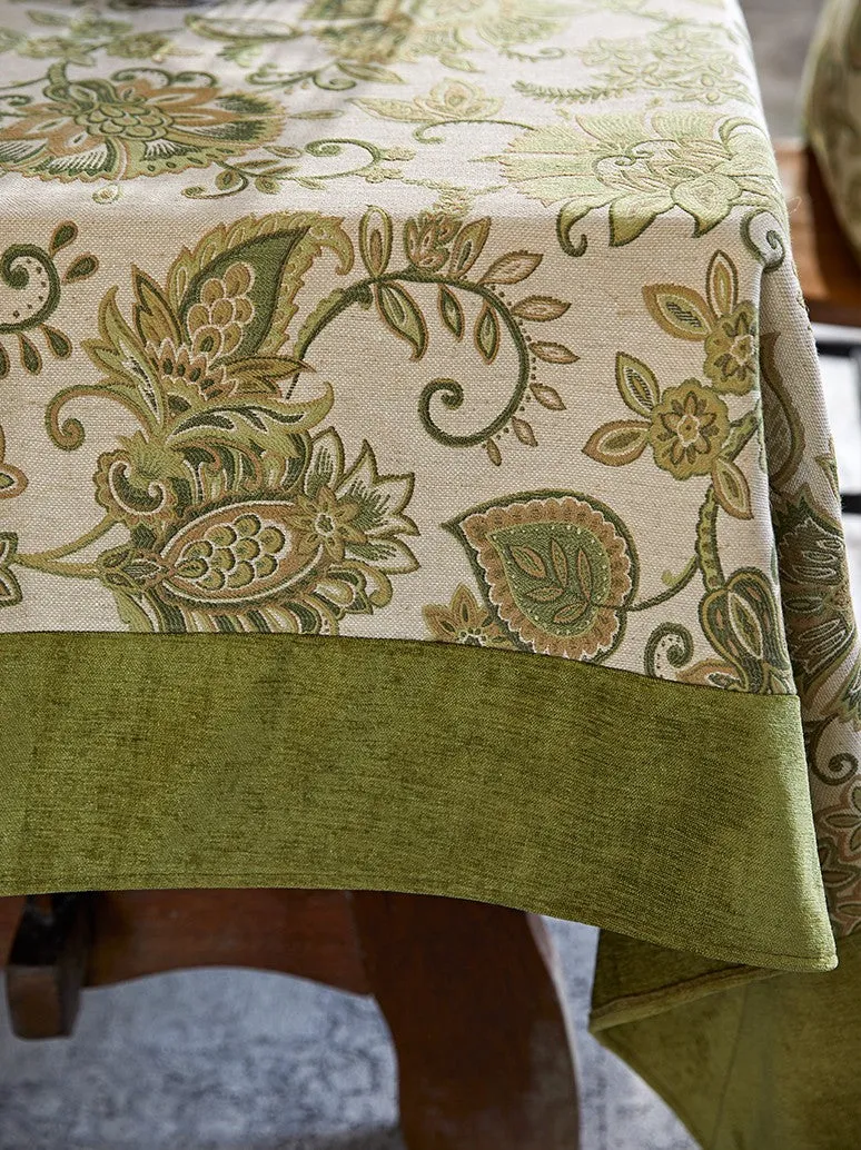 Extra Large Modern Tablecloth Ideas for Dining Room Table, Green Flower Pattern Table Cover for Kitchen, Outdoor Picnic Tablecloth, Rectangular Tablecloth for Round Table