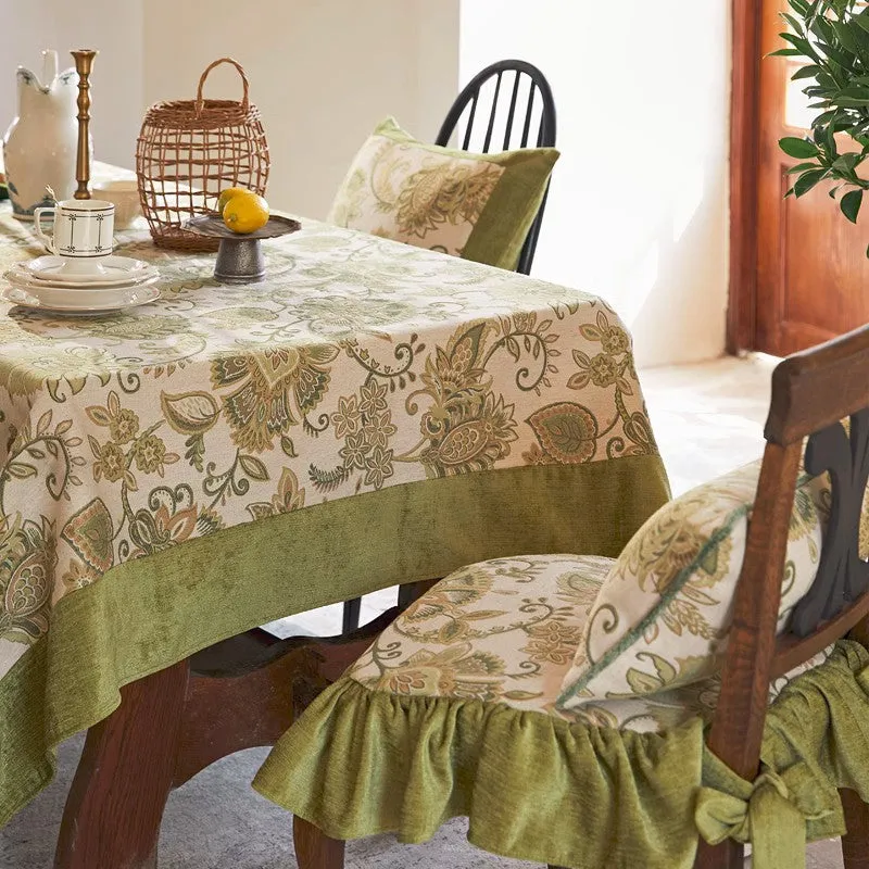 Extra Large Modern Tablecloth Ideas for Dining Room Table, Green Flower Pattern Table Cover for Kitchen, Outdoor Picnic Tablecloth, Rectangular Tablecloth for Round Table