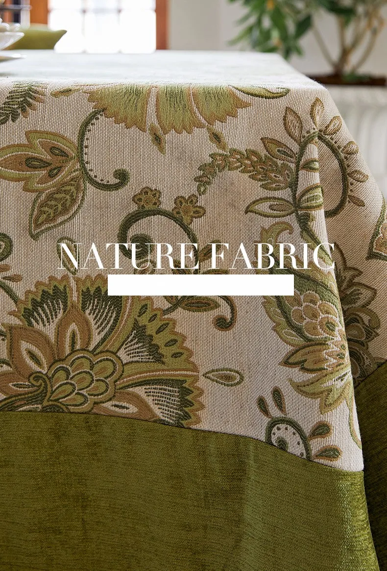 Extra Large Modern Tablecloth Ideas for Dining Room Table, Green Flower Pattern Table Cover for Kitchen, Outdoor Picnic Tablecloth, Rectangular Tablecloth for Round Table