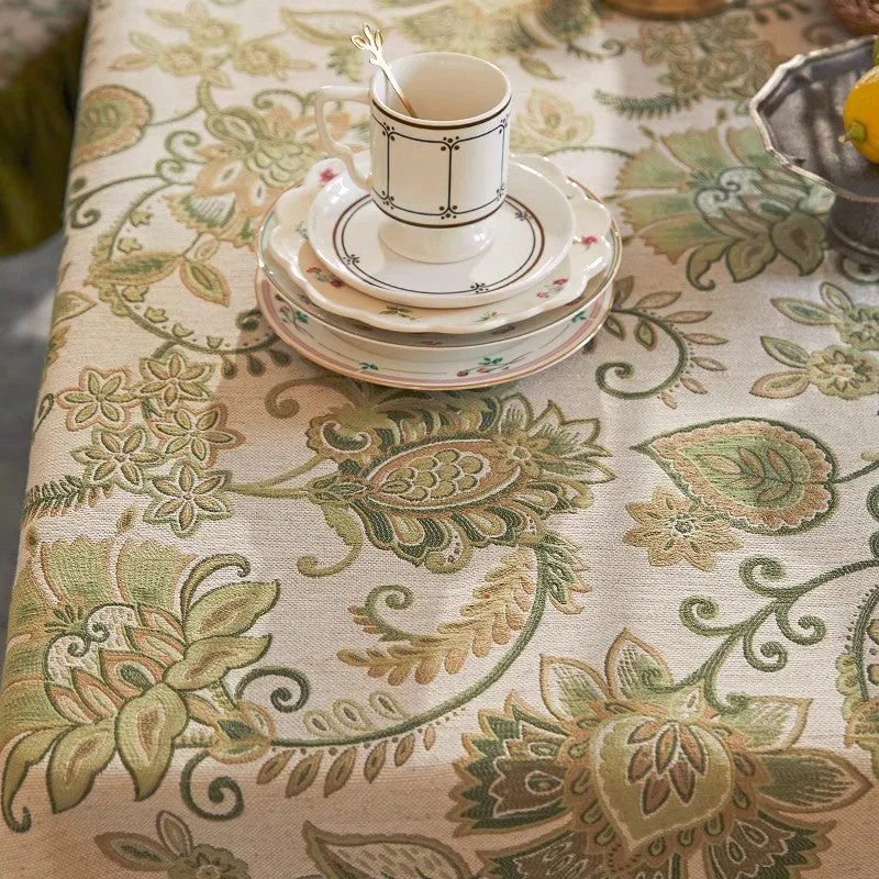 Extra Large Modern Tablecloth Ideas for Dining Room Table, Green Flower Pattern Table Cover for Kitchen, Outdoor Picnic Tablecloth, Rectangular Tablecloth for Round Table