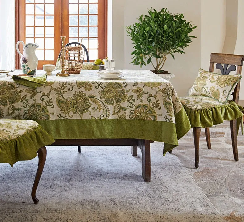 Extra Large Modern Tablecloth Ideas for Dining Room Table, Green Flower Pattern Table Cover for Kitchen, Outdoor Picnic Tablecloth, Rectangular Tablecloth for Round Table