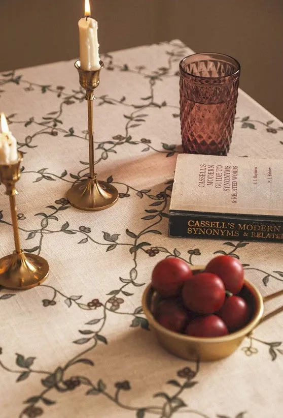 Farmhouse Table Cloth for Oval Table, Rustic Flower Pattern Linen Tablecloth for Kitchen Table, Modern Rectangle Tablecloth Ideas for Dining Room Table