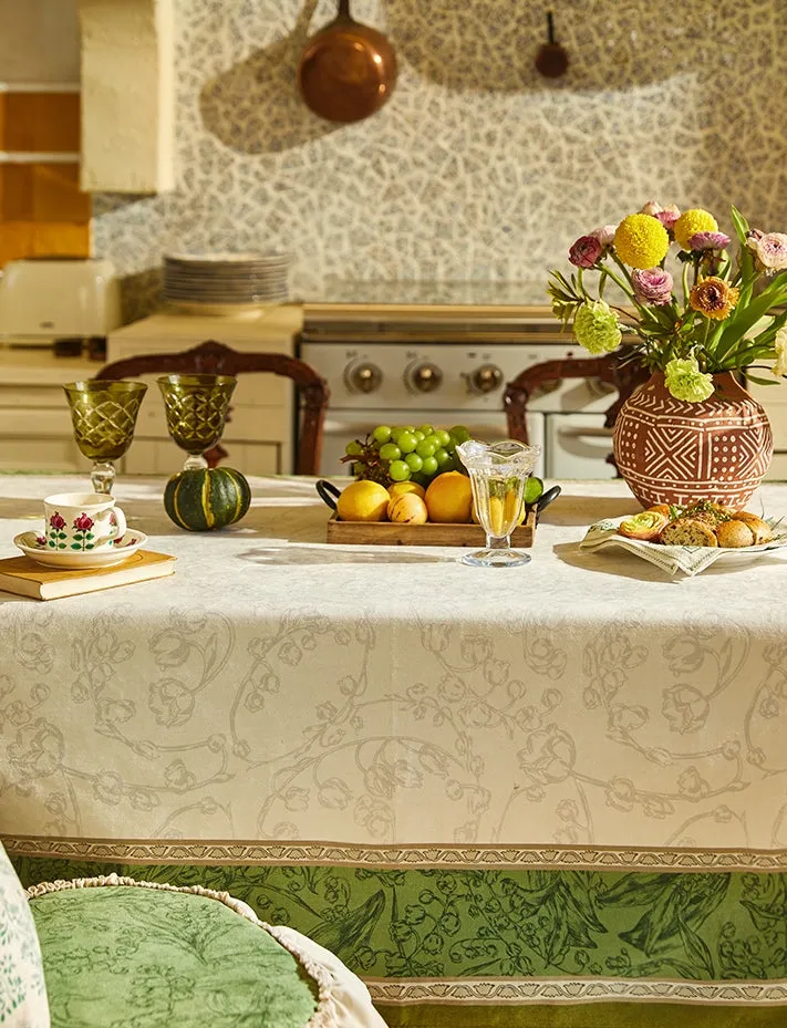 Farmhouse Table Cloth, Lilies of the Valley, Flower Pattern Tablecloth, Rectangle Tablecloth for Dining Room Table, Square Tablecloth, Wedding Tablecloth, Waterproof Tablecloth