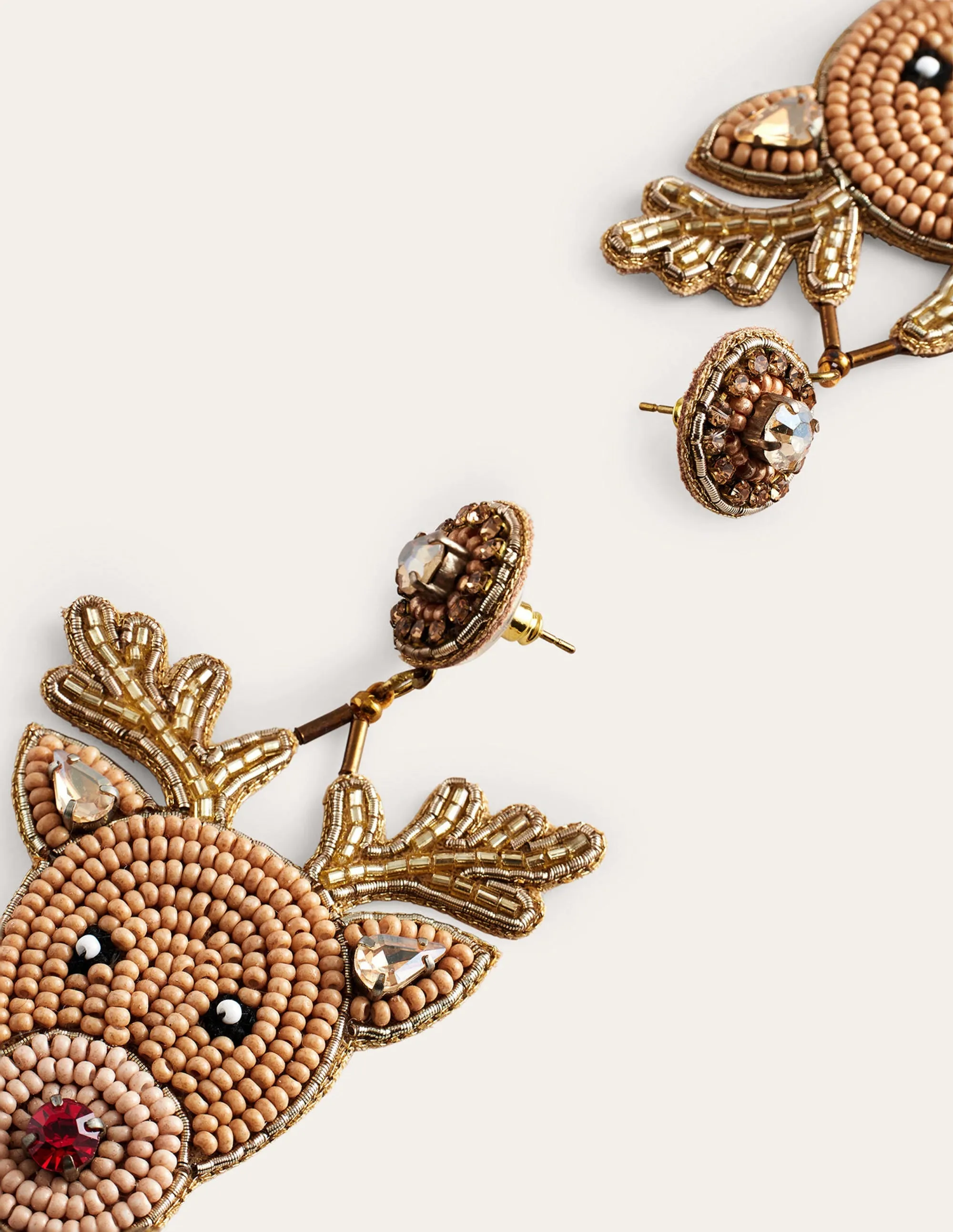 Festive Embellished Earrings-Rudolph