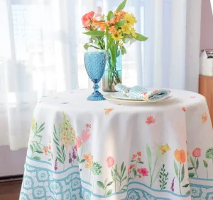 Floral Color Round Tablecloth 60 inch Diameter Non Iron Stain Resistant