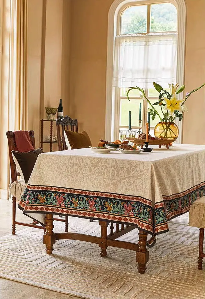 Flower Farmhouse Table Covers, Square Tablecloth for Kitchen, Extra Large Modern Rectangular Tablecloth for Dining Room Table, Mid Century Tablecloth for Round Table