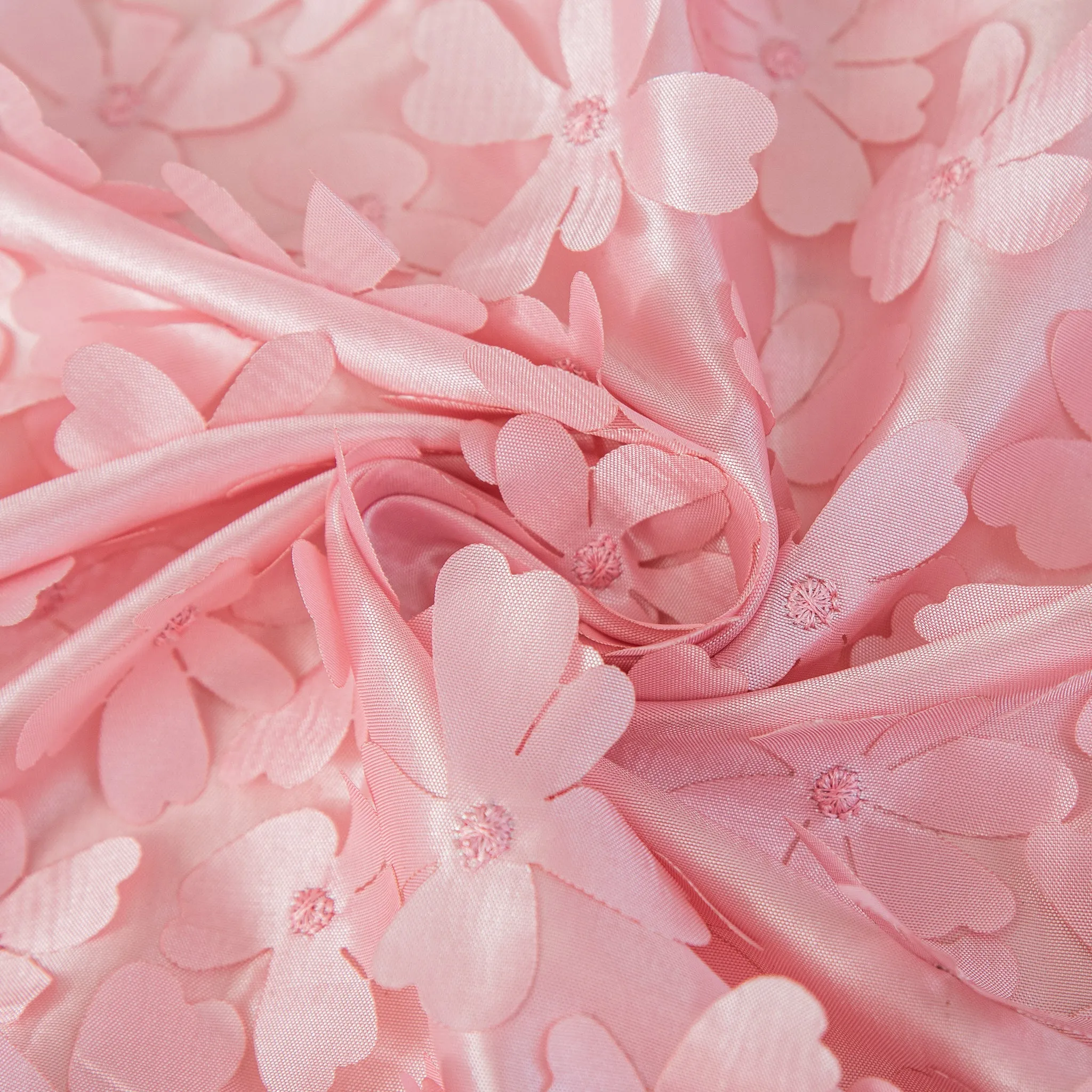 Flower Petal Taffeta Round 115" Tablecloth - Pink