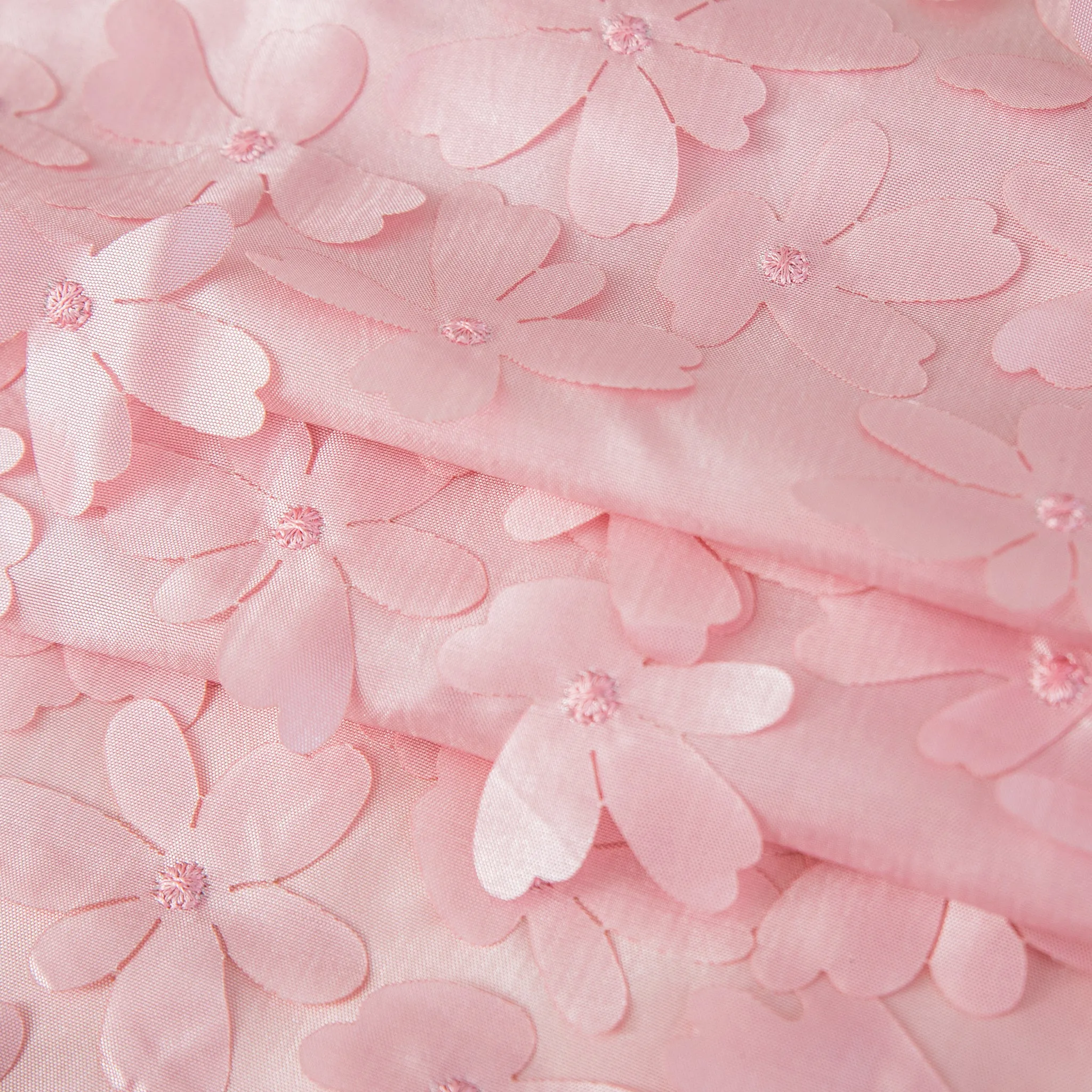 Flower Petal Taffeta Round 115" Tablecloth - Pink
