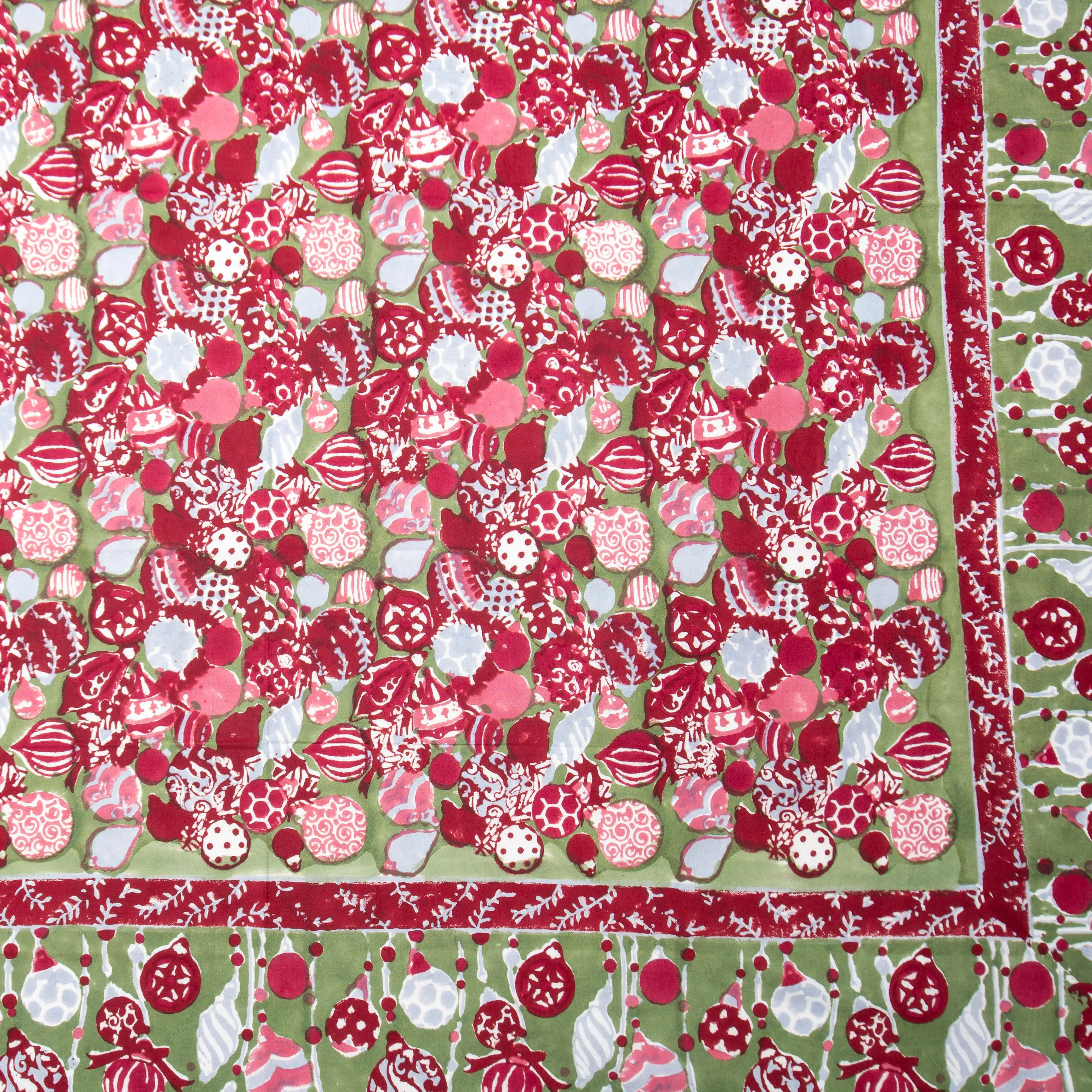 French Tablecloth Ornaments Red & Green