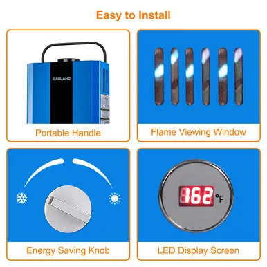 Gasland Outdoor Portable Tankless Water Heater - 1.58GPM 6L - Blue