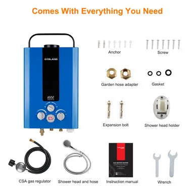 Gasland Outdoor Portable Tankless Water Heater - 1.58GPM 6L - Blue