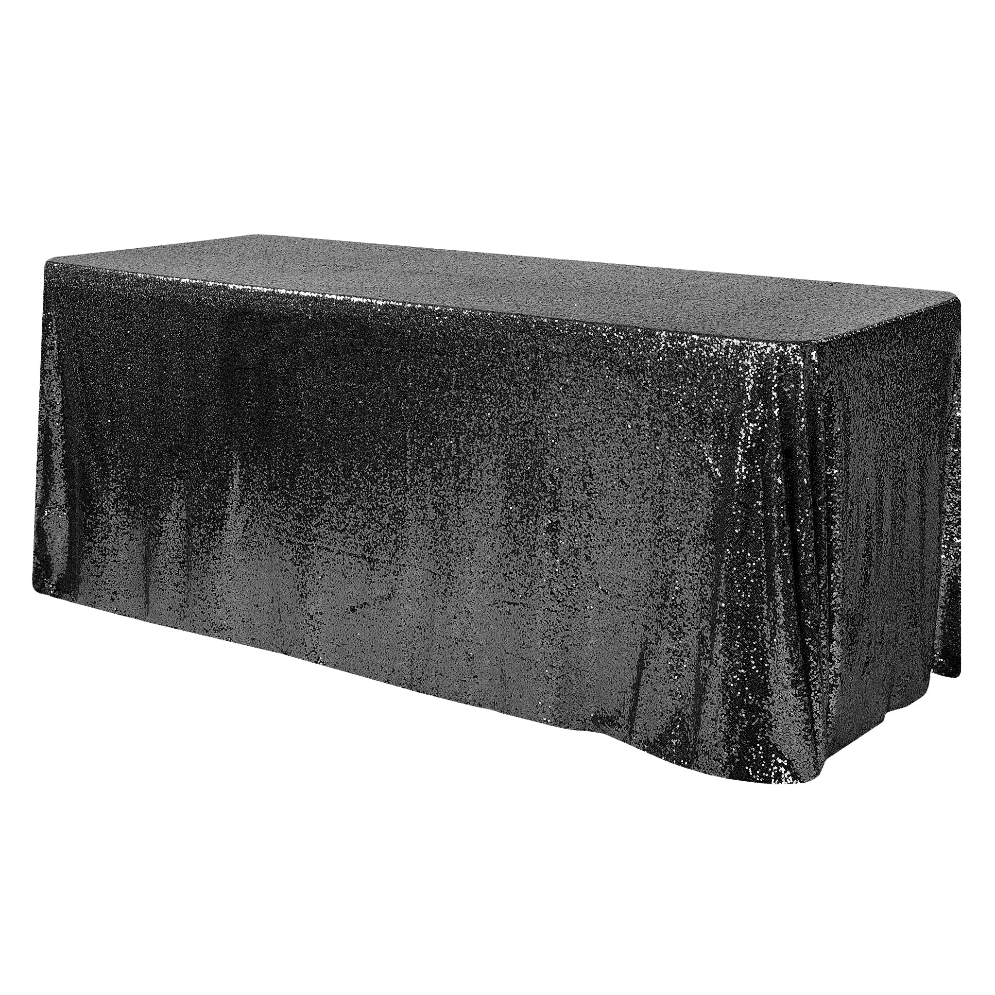 Glitz Sequin Mesh Net Tablecloth  90"x156" Rectangular -  Black