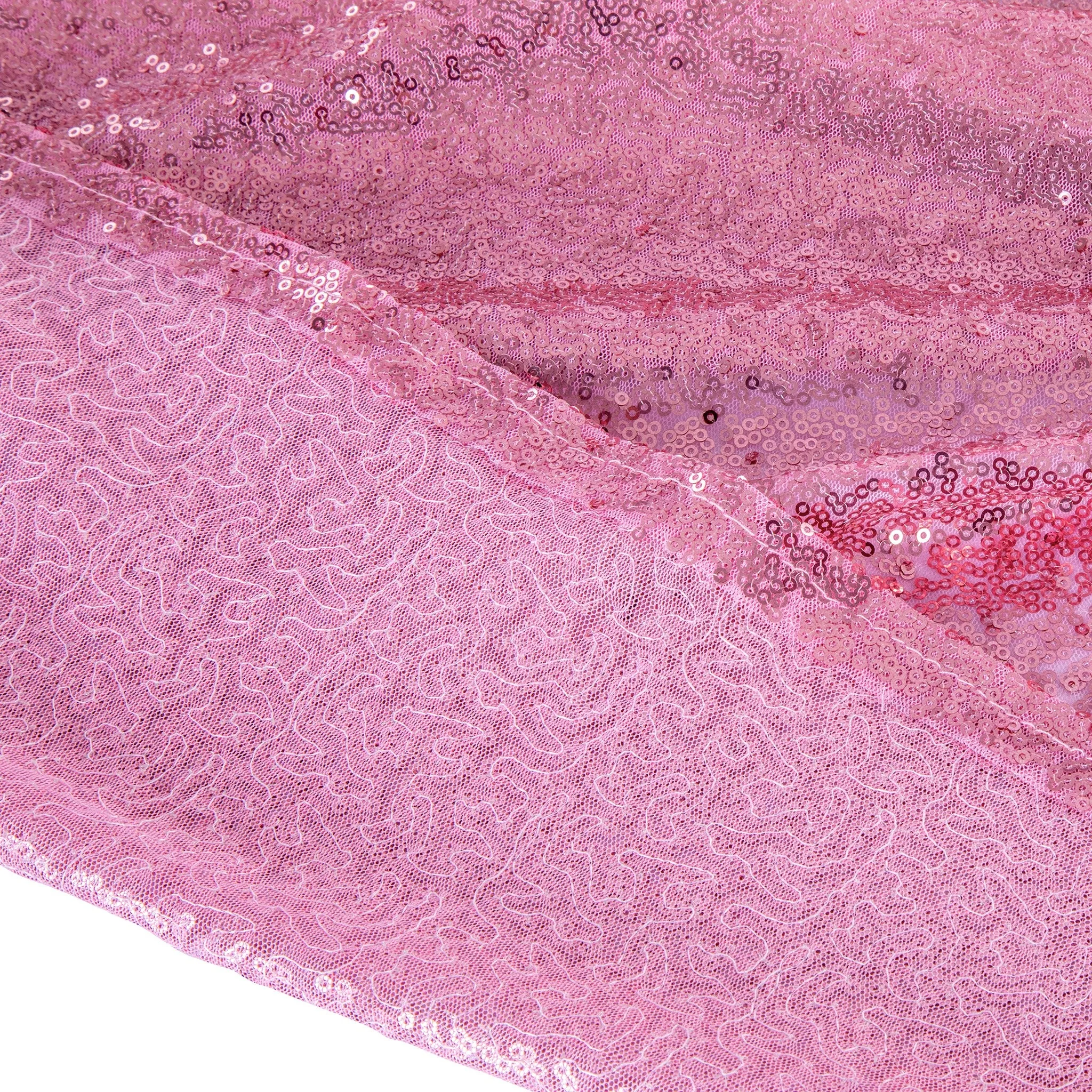 Glitz Sequin Mesh Net Tablecloth  90"x156" Rectangular -  Pink