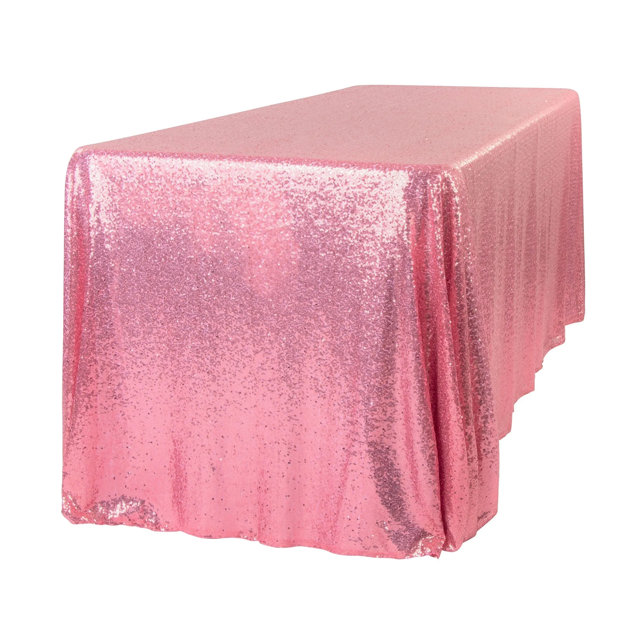 Glitz Sequin Mesh Net Tablecloth  90"x156" Rectangular -  Pink