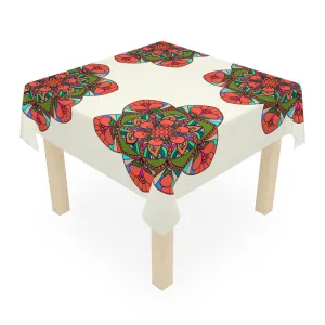 Handmade Mandala Design Ivory Square Tablecloth