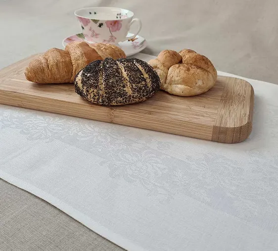 Irish Damask Linen Placemats - Chrysanthemum Design White
