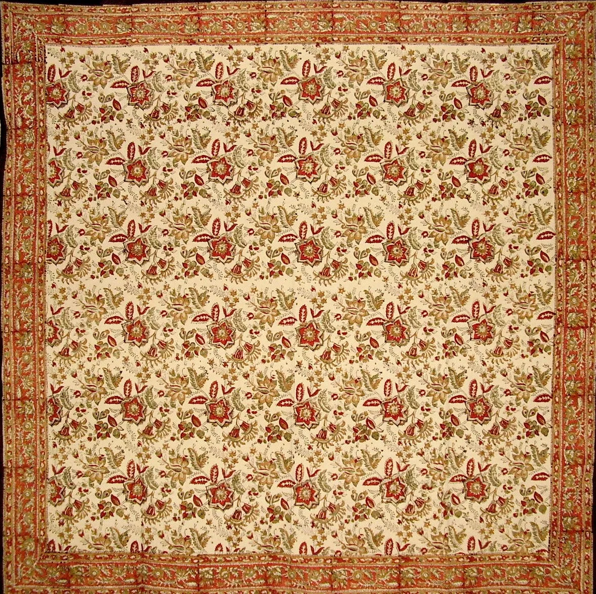Jaipur Block Print Cotton Tablecloth 60" x 60" Autumn Colors