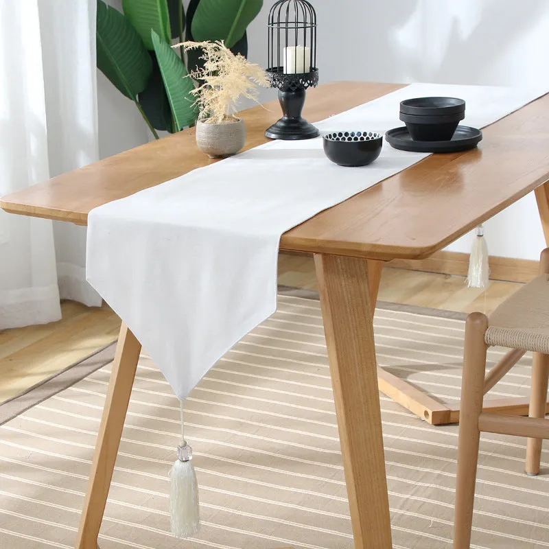 Japanese Style Cotton Linen Table Runner Plaid Tea Mat Zen Linen Retro Japanese Style Tablecloth Plate Mat Tablecloth