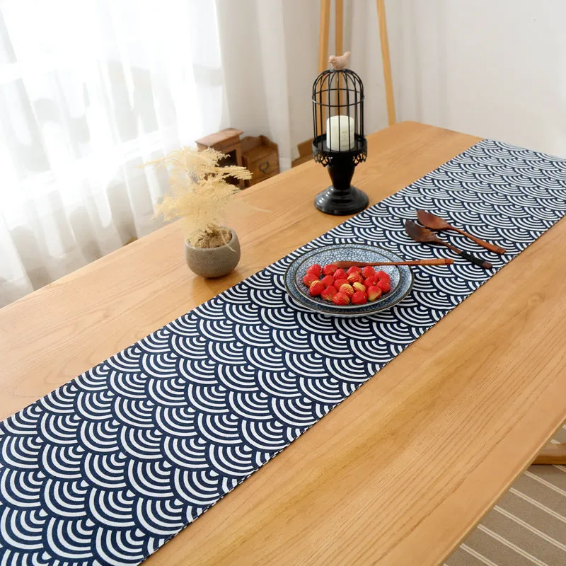 Japanese Style Cotton Linen Table Runner Plaid Tea Mat Zen Linen Retro Japanese Style Tablecloth Plate Mat Tablecloth