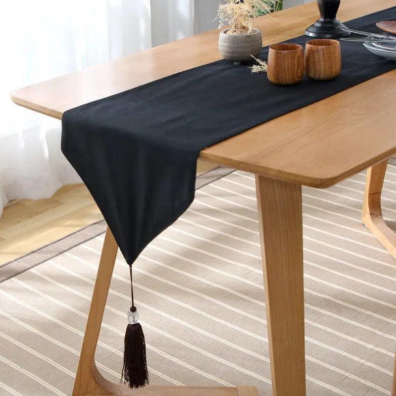 Japanese Style Cotton Linen Table Runner Plaid Tea Mat Zen Linen Retro Japanese Style Tablecloth Plate Mat Tablecloth