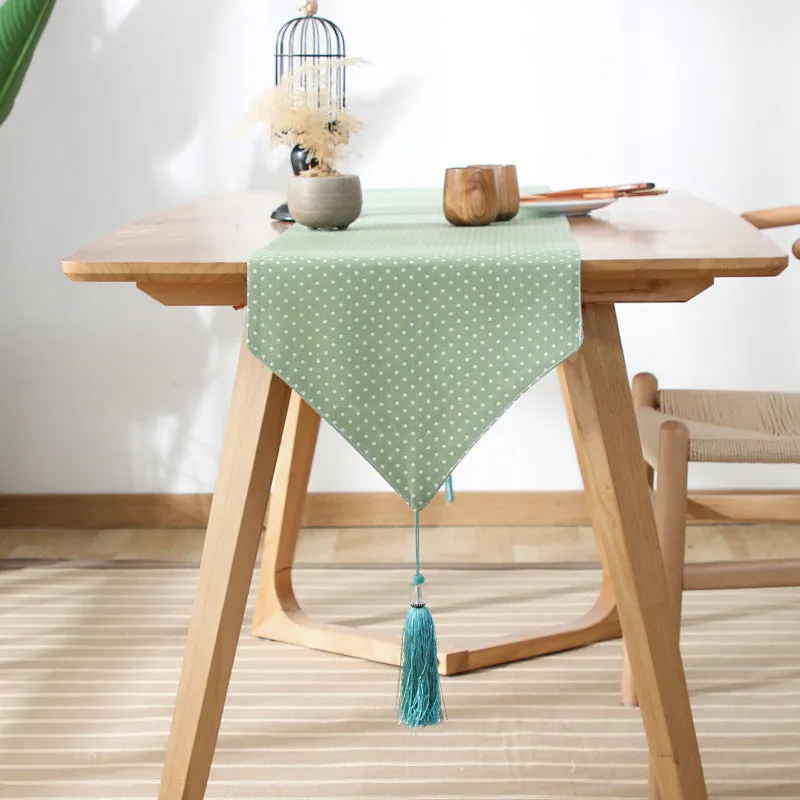 Japanese Style Cotton Linen Table Runner Plaid Tea Mat Zen Linen Retro Japanese Style Tablecloth Plate Mat Tablecloth