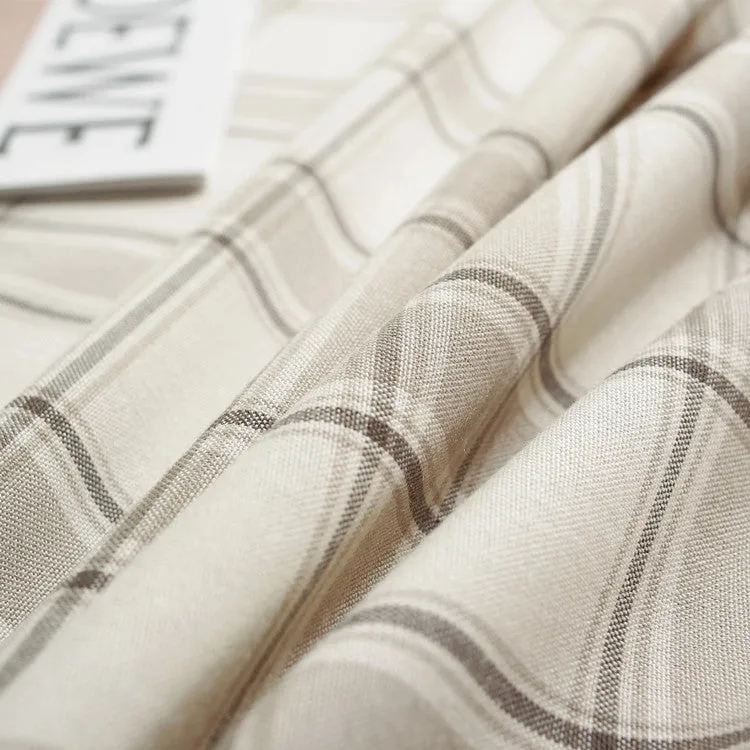 Khaki Plaid Tablecloth Yarn-Dyed Imitation Cotton Linen Tablecloth American-Style Village Style Large Size Household Table Cloth