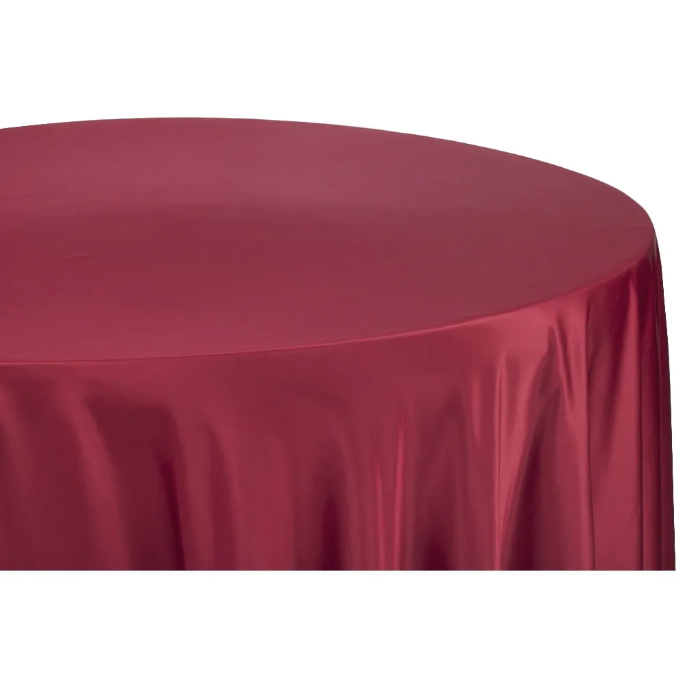 Lamour Satin 120" Round Tablecloth - Apple Red