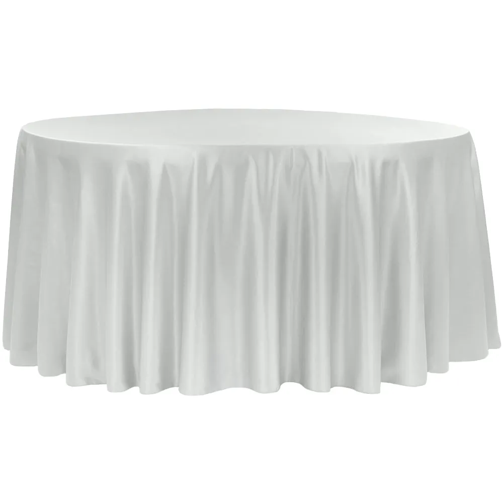 Lamour Satin 120" Round Tablecloth - Gray/Silver