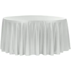 Lamour Satin 120" Round Tablecloth - Gray/Silver