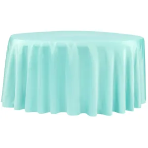 Lamour Satin 132" Round Tablecloth - Turquoise