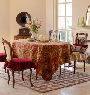 Large Modern Rectangle Tablecloth for Dining Table, Flower Pattern Red Table Covers for Round Table, Farmhouse Table Cloth for Oval Table