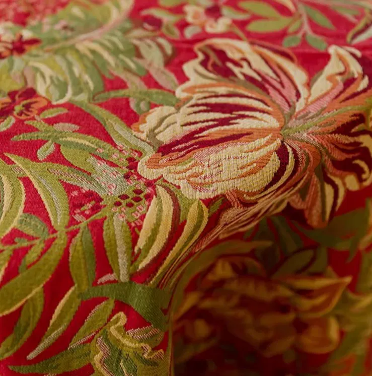 Large Modern Rectangle Tablecloth for Dining Table, Flower Pattern Red Table Covers for Round Table, Farmhouse Table Cloth for Oval Table