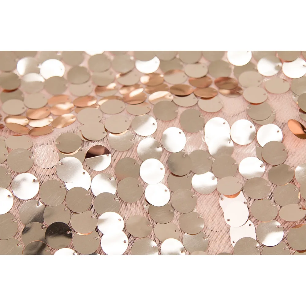 Large Payette Sequin Tablecloth 90"x132" Rectangular - Blush/Rose Gold