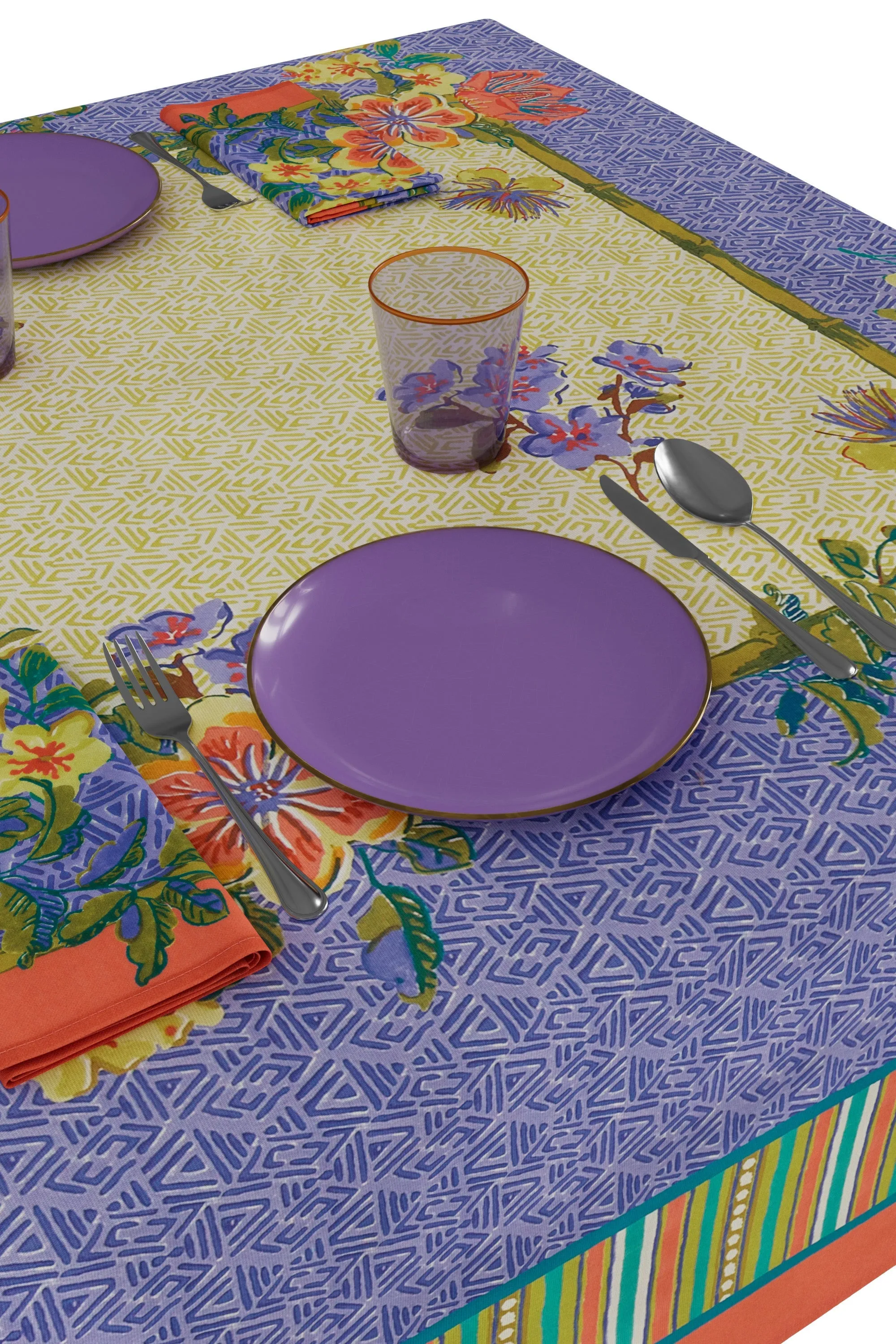Large Rectangular Tablecloth in Oriental Garden Chutney Pervinch