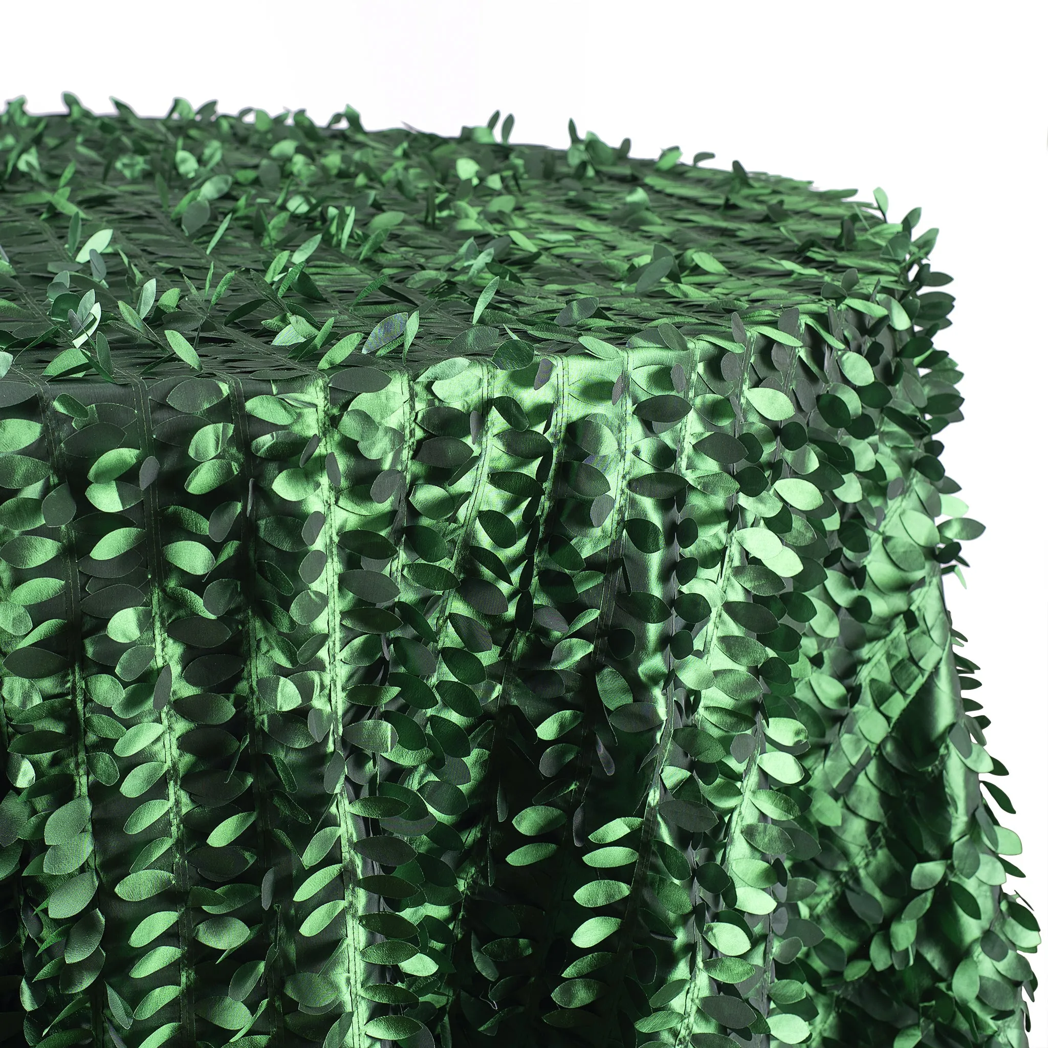 Leaf Petal Taffeta Round 120" Tablecloth - Emerald Green