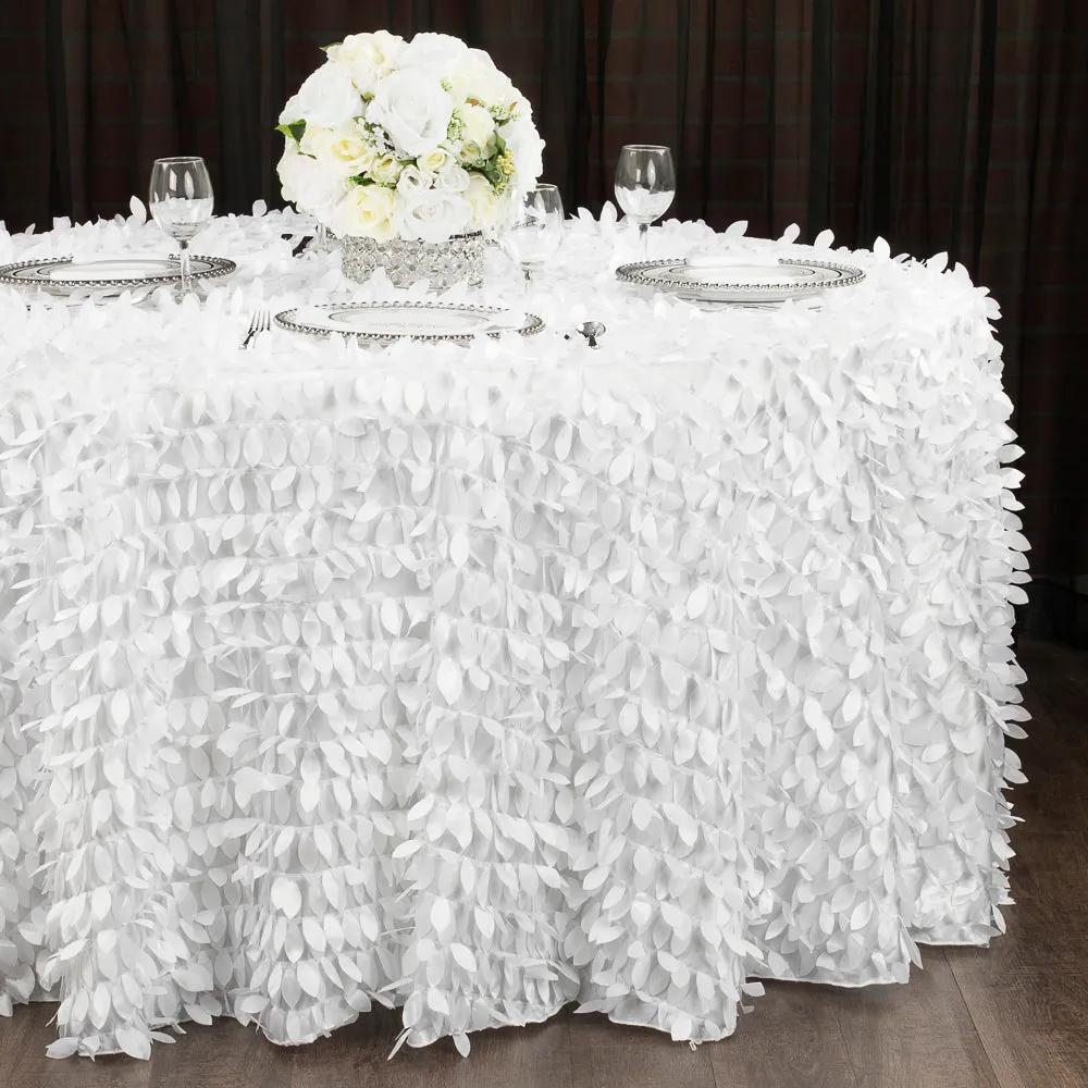 Leaf Petal Taffeta Round 120" Tablecloth - White