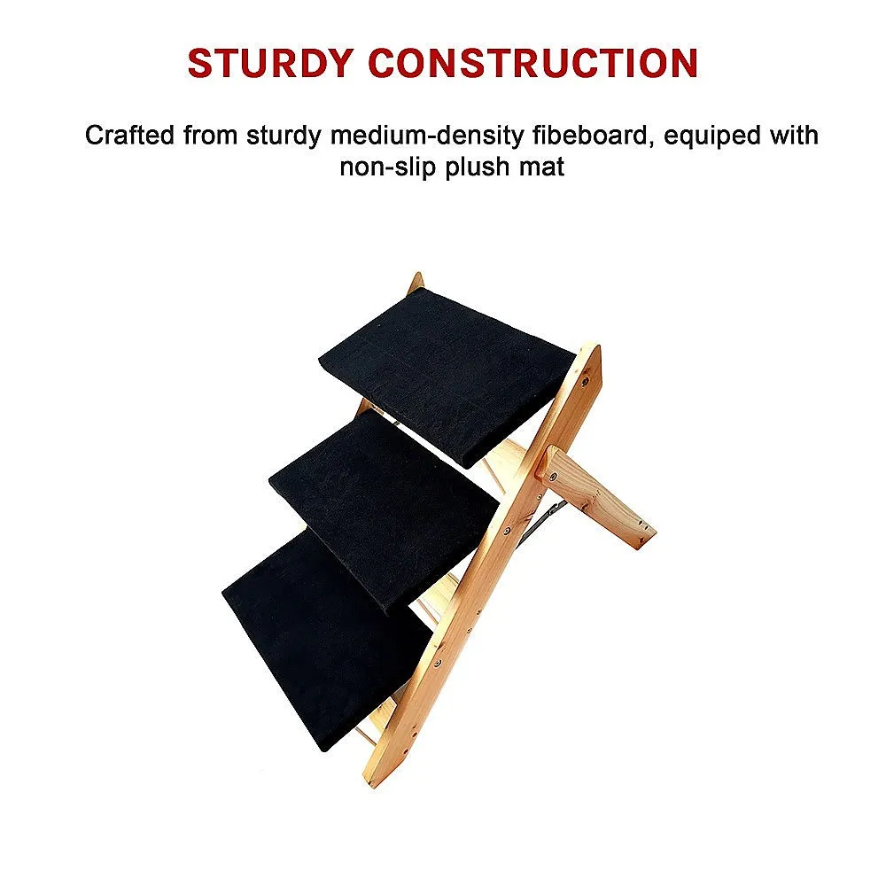 Lightweight 3-Step Plush Pet Stairs, Max 50kg Capacity