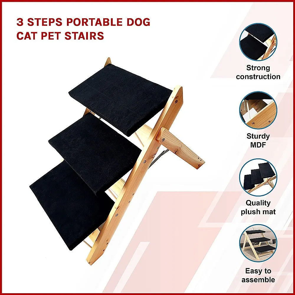 Lightweight 3-Step Plush Pet Stairs, Max 50kg Capacity