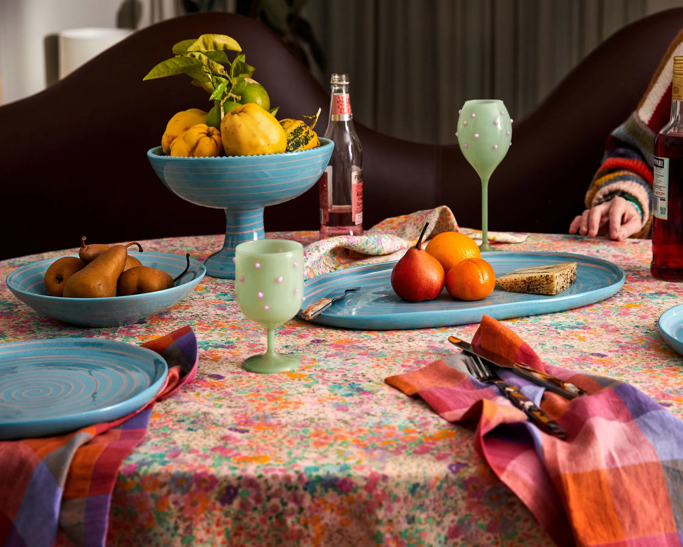 Little Bit Ditsy Round Linen Tablecloth