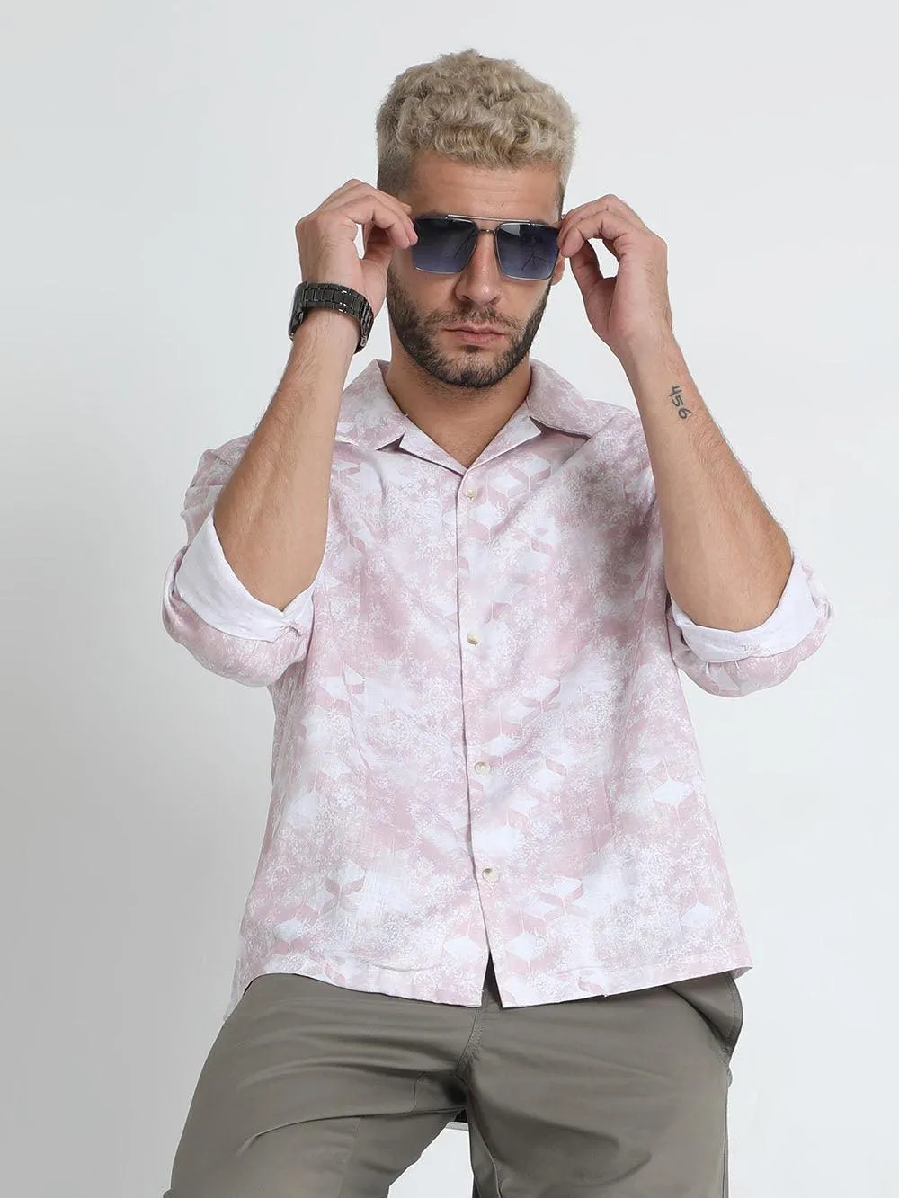 Men Oversized Cuban Collar Surf Crest Shirt