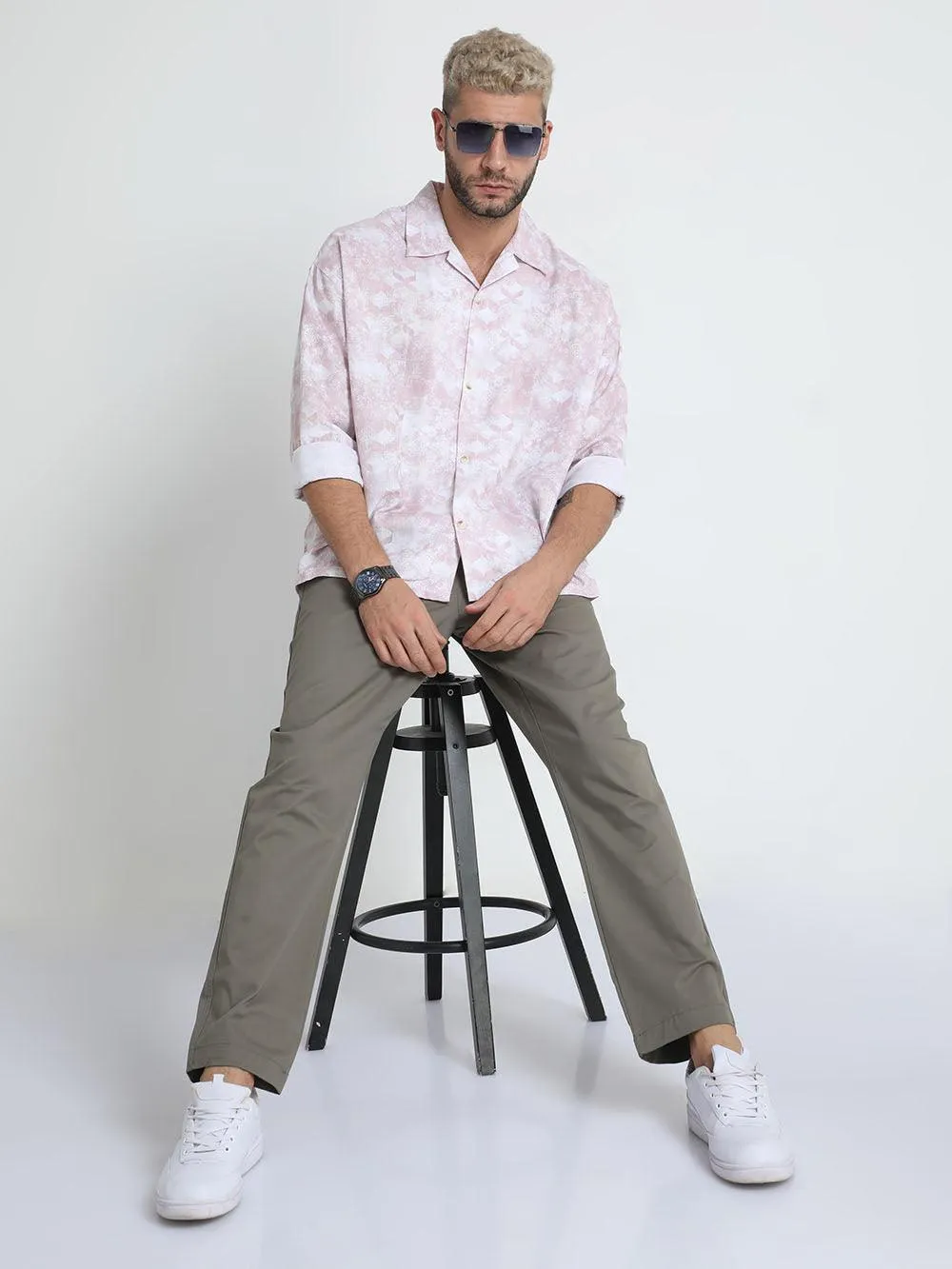 Men Oversized Cuban Collar Surf Crest Shirt